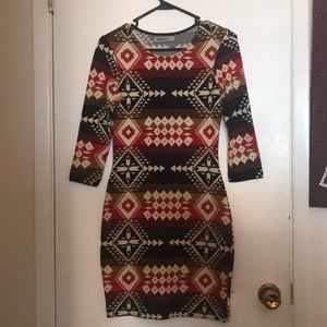 Navajo tribal print bodycon dress